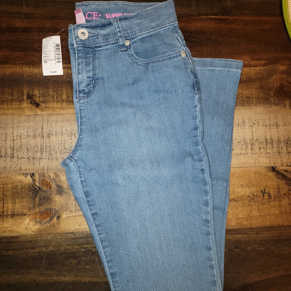 Girls Basic Stretch Super Skinny Jeans - Lt Indigo